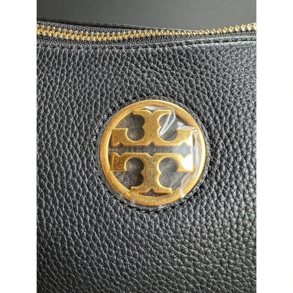 Tory Burch Carson Hobo Bag Black Pebbled Leather Gold Chain NWT 75421
